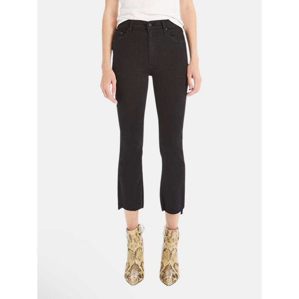 Mother Insider Crop Step Fray in Not Guilty Women's 27 Black Denim Jeans